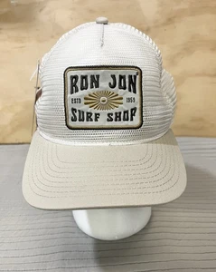 Ron Jon Surf Shop Trucker Mütze Kappe Herren Beige Weiß Mesh Strapback Neu - Bild 1 von 7