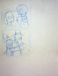 Simpsons 1990s Series Production Hand-Drawn Model Cel Layout - SIMPSONS - Picture 1 of 2