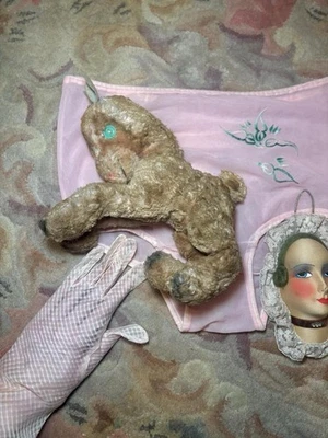 1930s Knickerbocker Mohair Horsie Plush w Turquoise-Tone Button Eyes - Image 1 of 4