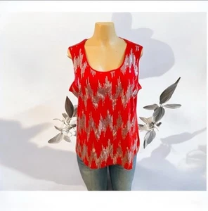 Covington Sleeveless Red Blouse, Silver Sequin ~ Women Size XL - Picture 1 of 9