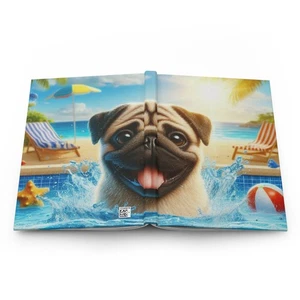 Pug Dog Smiles Hardcover Journal, Notebook, Sketchbook, Diary, Gift for Dog - Picture 1 of 7