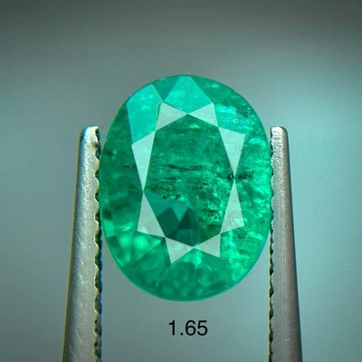 1.65 ct LAB GROWN EMERALD COLUMBIAN GREEN BIRON OVAL GEMSTONE GIFT - Image 1 of 2