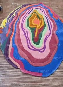 Irregular Multicolor Modern Hand-Tufted Wool Area Rug – Abstract Layered Design, - Picture 1 of 7