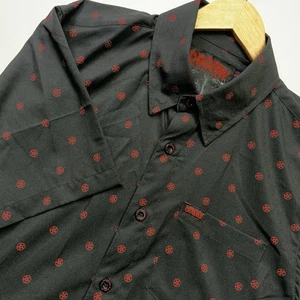 Dixxon Shirt Mens M Black Red Hail Party Pentagram Gothic Stretch Performance - Picture 1 of 11