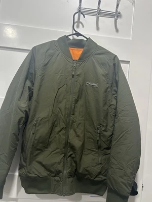 Columbia Mens Water Resistant Reversible Jacket Olive Orange Sz M - Image 1 of 4
