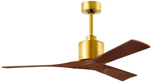 60" Matthews Nan Brass and Walnut Outdoor Ceiling Fan with Remote - Picture 1 of 1