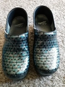 Dansko Professional Clogs Women's 36 US 5.5 Blue Green Silver Metallic. GWSB - Picture 1 of 7