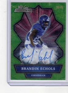 BRANDIN ECHOLS 2021 Wild Card Alumination GREEN HOLO-LUX AUTO RC 36/75 Steelers - Picture 1 of 2