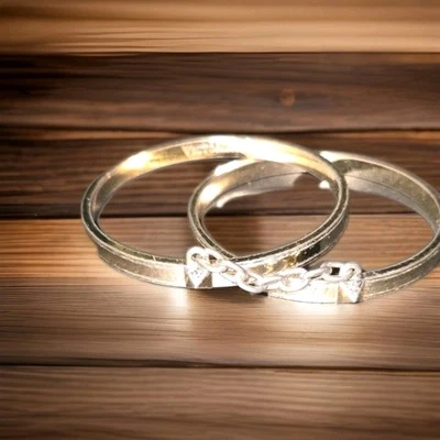 Victoria's Secret Handcuffs Gold Tone Double Bangle Bracelets 7 3/4 in - Image 1 of 4