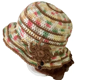 Women's Summer cotton Bucket Sun Hat Hippie Boho handmade Brown green choose - Picture 1 of 11