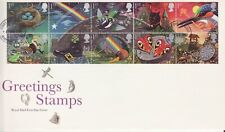 GB Stamps First Day Cover Greetings Good Luck, cat, rainbow, gold, well CDS 1991