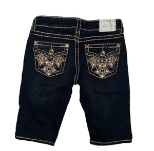 LA Idol Buckle Jeans Womens Sz 5 Low Rise Crop Capri Bermuda NEW 26X12 Flap USA - Picture 1 of 8