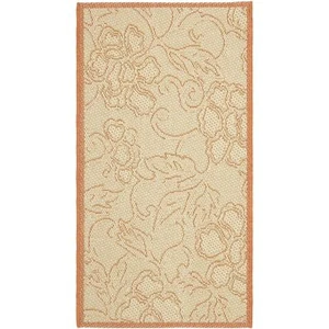Natural/Terracotta Floral Indoor/Outdoor Area Rug 2' 7 x 5' - Picture 1 of 1