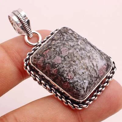 Edulite Edelstein Versilbert Handmade Anhänger Schmuck Geschenk 3.7cm P-14362 - Bild 1 von 3