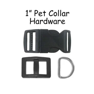 Kit de hardware de 10 cuello de perro negro - hebilla curva de 1 pulgada, ajustador de deslizamiento, anillo en D - Imagen 1 de 5