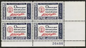 US USA Sc# 1139 MNH FVF PLATE # BLOCK George Washington American Credo - Picture 1 of 1
