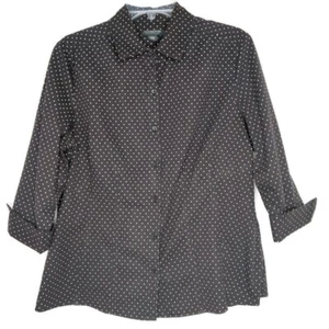 Covington Damen Größe XL Bluse Knopfleiste 3/4 Arm Kragen schwarz gepunktet - Bild 1 von 11
