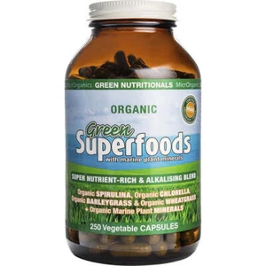 Green Nutritionals Organic Green Superfoods Vegan Capsules 600mg 250 Caps - Picture 1 of 3