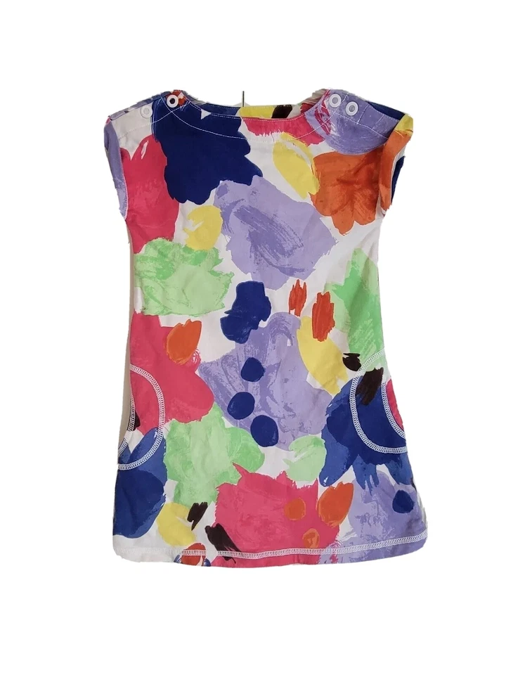  CRAZY 8 Dress Pink Floral Watercolor Small 5/6 Girls Snaps Pockets Multi Color  - Image 1 of 4