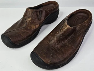 Keen Slip On Leather Shoes Women's Size 7.5 Brown Clogs 1009327 TXS0513 - Picture 1 of 12