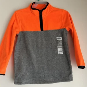 Osh Kosh BOYS SIZE 5 Orange Gray Fleece Pullover Jacket New With Tags - Picture 1 of 5