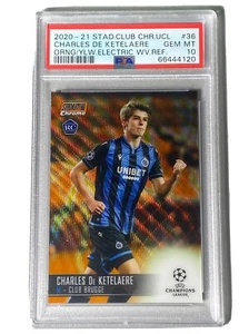 2021 Stadium Club Charles De Ketelaere Orange & Yellow Electric Refractor PSA 10 - Picture 1 of 3