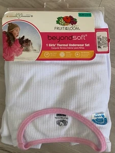 Fruit of the Loom Girls Thermal Underwear Set White 2 PCs XL 14/16 Beyond Soft - Picture 1 of 2