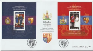 Gibraltar FDC Block 98 Royal Engagement 2011 - Block 101 Royal Wedding 2013 - Picture 1 of 1