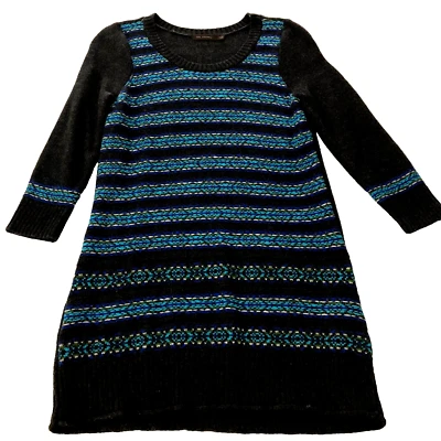 Vestido Suéter The Limited Para Mujer Mezcla Lana Alpaca Talla S Negro Azul Rayas Foto 1 de 4