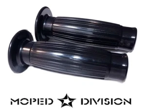 RETRO / VINTAGE HANDLEBAR GRIP PAIR LICORICE BLACK- 7/8" hand control moped - Picture 1 of 2
