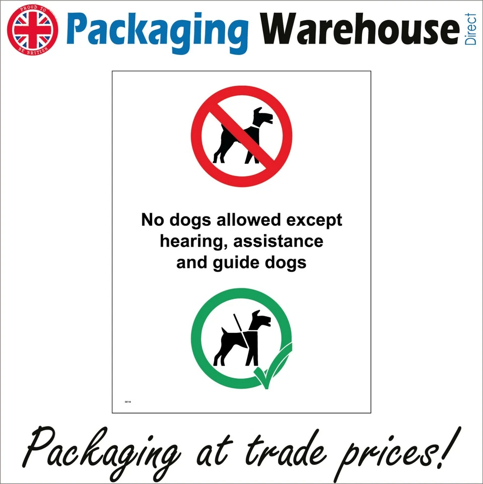PWDIRECT NO DOGS ALLOWED EXCEPT GUIDE - Safety General Sign A- GE110 sticker / rigid