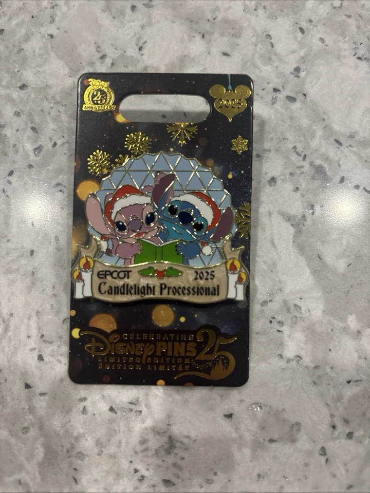 NUEVO - Parques Disney 2025 Epcot Luz de Velas Procesional Pin Stitch Angel LE 4000 Foto 1 de 1