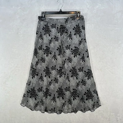 Vintage JKLA Skirt Womens S Black White Floral Ruffle Dainty Grunge 90s Goth - Image 1 of 4