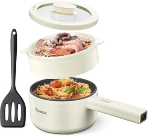 Olla caliente eléctrica con vaporizador, cocina de ramen de 1,6 L sartén antiadherente para vapor... - Imagen 1 de 7