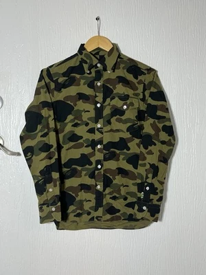 BAPE Mr Bathing Ape Green Military Camo Button Down Long Sleeve Shirt Mens Small - Image 1 of 4