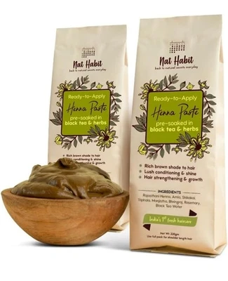 Nat Habit - 新鲜准备涂抹海娜膏,预浸在红茶中... — 第 1/4 张图片