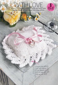 KNITTING PATTERN RING-CUSHION 10cmsq LACY WEDDING 1-BALL DK SKM M8A - Picture 1 of 1