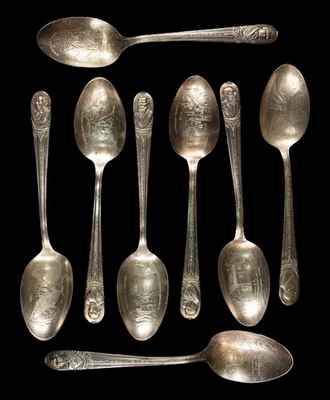 Cucharas Conmemorativas Cucharas Presidenciales Wm Rogers 35 Plato de Plata con Estuche Foto 1 de 4