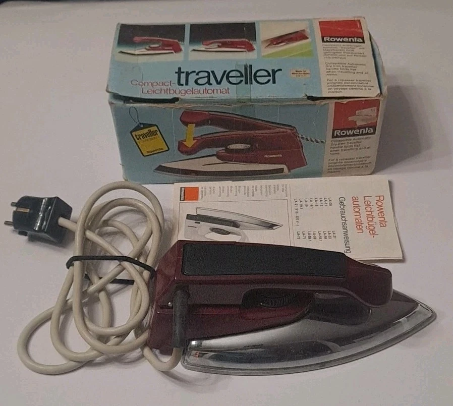 Plancha de viaje vintage Rowenta LA-21. Hecho en Alemania Occidental 1200 vatios, 110/240 V Foto 1 de 1
