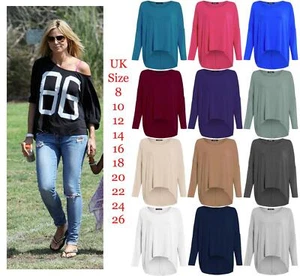 Plus Size Women Long Sleeve Jersey Tunic Top Ladies Loose Jumper Pullover Blouse - Picture 1 of 100