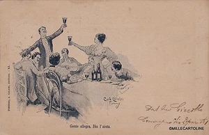 #  illustratore CHIOSTRI: PROVERBI A MODO SUO.."GENTE ALLEGRA, DIO L'AIUTA" 1902 - Picture 1 of 1