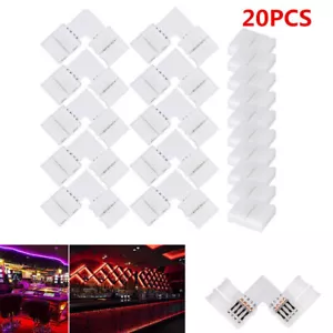 20Pcs 10mm 4 Pin L Shape Unwired Gapless Solderless SMD 5050 LED RGB Connector - Picture 1 of 7