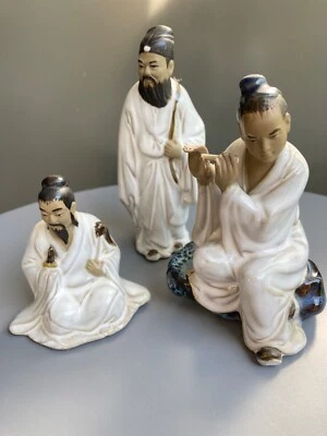 Set of 3 Traditional Chinese Pottery Glased Figures - Image 1 of 4