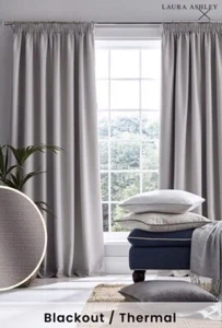 BNWT Laura Ashley Stephanie Thick Blackout Curtains, Pair, Steel Grey, 89 x 90” - Picture 1 of 1