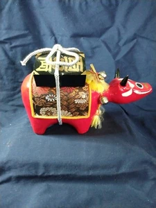 Hermosa Aldaba Cabeza Bobble Roja Pintada a Mano Estilo Oriental. Toro.  - Imagen 1 de 7