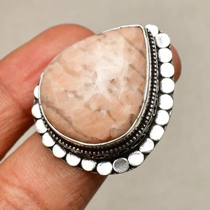 Orange Aventurine Gemstone 925 Sterling Silver Jewelry Ring Size 8.5 - Picture 1 of 8
