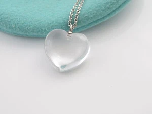 Authentische Tiffany & Co SELTENE Silber Kristall Herz Anhänger Halskette TASCHE! - Bild 1 von 7