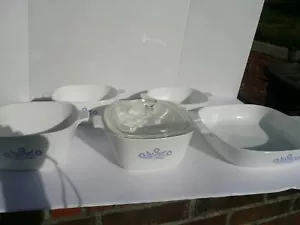 Vintage 1962~1971 Lot Of Original Corning Ware Blue Cornflower 6 Piece Set - Picture 1 of 12