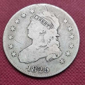 1825 over 4 over 2 Capped Bust Quarter 25c Better Grade #44583 - Picture 1 of 2