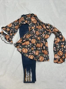 Fall Girls Tunic And Jeans Outfit  4xl Equivalent To 10/12. Thanksgiving Holiday - Picture 1 of 6